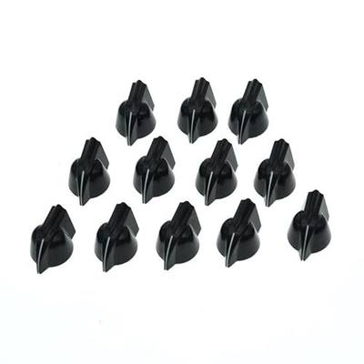 KAISH 12pcs 1/4" Vintage Raised Mini Chicken Head Knobs - Small Size Guitar Bass Potentiometer Knobs with Set Screw - Black