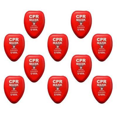 WNL Products CPR Rescue Mask, Adult/Child, Hard Case Kit, 10 Pack | Pocket Resuscitator with Belt Clip, for real time use or training, bulk pack for offices and safety teams