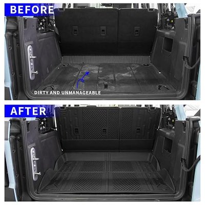Rongtaod Cargo Mat Compatible with 2021-2025 2026 Ford Bronco 4 Door Trunk Mat Cargo Mat Cargo Liner Back Seat Cover Protector 2025 Bronco Accessories (Trunk Mat+Backrest Mats)