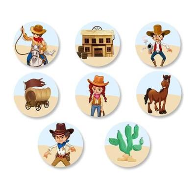Cowgirl Cowboy Cactus Horse Labels Stickers West Cowpuncher Theme Decor for Teens Birthday Party Photography Decorations Favors Supplies 240 PCS Photo Booth Props