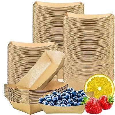 200 Pack Small Paper Food Trays, 0.25 Lb Disposable Kraft Food Boats, Brown, Take Out Food Serving Trays, Grease Resistant Food Boat for Party Snacks Hot Dogs Tacos, 4.1 x 2.5 Inch (Brown)