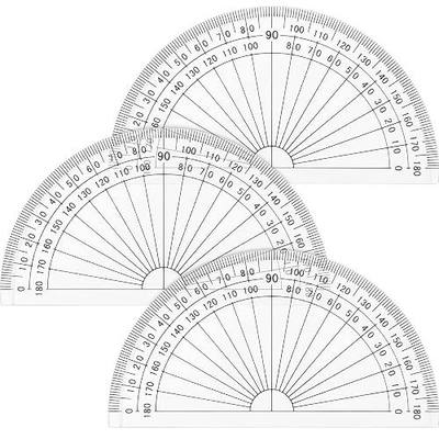 Zonon 3 Pcs 4 Inch Clear Plastic Protractor Bulk Math Protractors Set 180 Degrees Geometry Drafting Tools for Classroom Industry Office Back to School Supplies