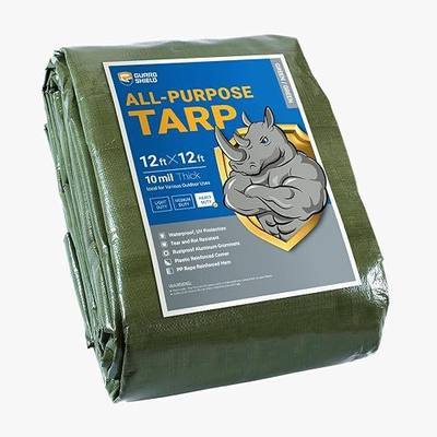 GUARD SHIELD Heavy Duty Tarp 12x12 Feet Green Multi Purpose Thick Waterproof Poly Tarp Cover 10mil