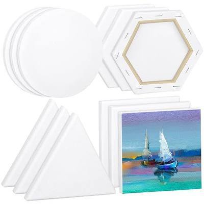Aodaer 12 Pieces Stretched Canvas for Painting 6 Inch Blank Canvas Panels Triangle Square Hexagon Round Shape Canvases Boards Art Supplies for Acrylic Pouring Oil Painting