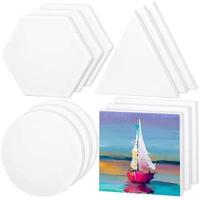 Aodaer 12 Pieces Stretched Canvas for Painting 8 Inch Blank Canvas Panels Triangle Square Hexagon Round Shape Canvases Boards Art Supplies for Acrylic Pouring Oil Painting