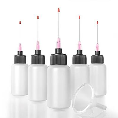 5 Pcs Oil Bottles (1 oz), Precision Tip Applicators for Crafts & Hinges | Precision Gun Oil Bottle, Controlled Oil Dispensing, 1.5 Inch Stainless Tips, Soft LDPE, Sewing Machines & Tight Spaces