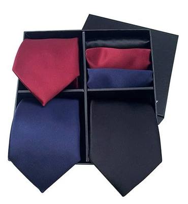 Men's Ties Set Necktie and Pocket Square with Gift Box 3 PCS Tie Handkerchief