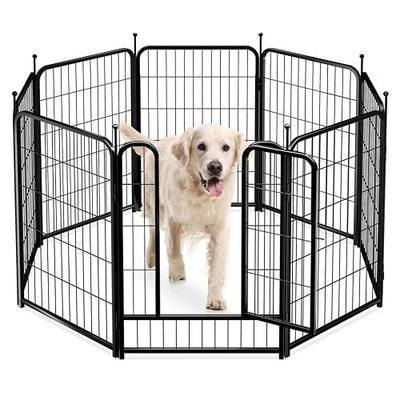 PawGiant Dog Fence Playpen 24”/32”/40” Indoor Outdoor for Small/Medium/Large Dogs, Metal Pet Puppy Cat Exercise Fencing Gate Crate Cage Outside RV, Camping, Yard, Garden