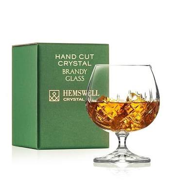 Brandy Snifter Cognac Glass - European Crystal Small Balloon Snifter for Scotch Whisky Bourbon - Elegant 8.5oz Wicklow Cut Design | for Spirits Tasting - Small European Hand Cut Crystal 8.5oz Wicklow Design