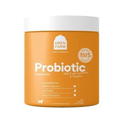 Open Farm Probiotic Chews, Dog Supplement, 12.7 oz, 90 Count | Help support a healthy gut flora & bowel movements through 100% traceable and functional ingredients.