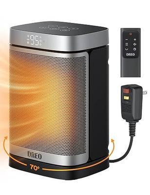 DREO Space Heater for Bathroom and Indoor, Portable Heater, 1500W Safe and Quiet PTC Ceramic Heater, 41-95°F Digital Thermostat, 70°Oscillating, Remote, ALCI Safety Plug, 12h Timer, 5 Modes