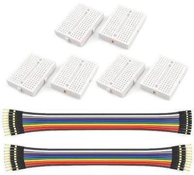 WWZMDiB 6 Pcs Mini Small Breadboard kit White 170 Tie Points (Includes 10-pin Male/Female + 10-pin Male/Female Jumper Wires)