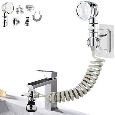 Sink Faucet Sprayer Attachment,Sink Shower Sprayer Attachment Set To Tub Faucet,ON/OFF Shower Head with (5 adapters),Sink Extension Hose Sprayer for Laundry Bathroom Kitchen