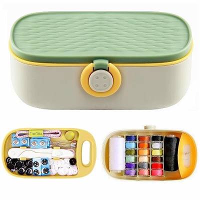 FKOG Portable Sewing Kit Basic, 135 Pcs Travel Sewing Supplies Repair Organizer with Self Threading Needles,Scissors,Measure Tape, Emergency Sewing Accessories for Adults, Beginners & Seniors (Green)