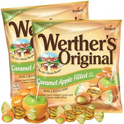Needzo Hard Caramel Candy with Apple Filled Center, Individually Wrapped Shareable Candies, Gourmet Caramels | Hard Candies, Individually Wrapped, Shareable Snack, Fall Sweet Treats