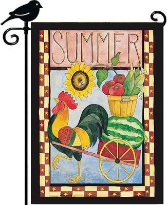 Garden flag 12.5 x 18 inches Summer Rooster Cart Watermelon Sunflower Tomato Corn Bee Friends Welcom banner