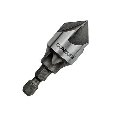 CONQUER 5 Flute Metal Countersink Drill Bit, 1/4" Hex Shank, 1/8"-3/4" | 87 Degree Angle, Metric Equivalent 3-19mm, Burr Removal & Deburring, Fits Handheld/Stationary Drills, Alloy Steel