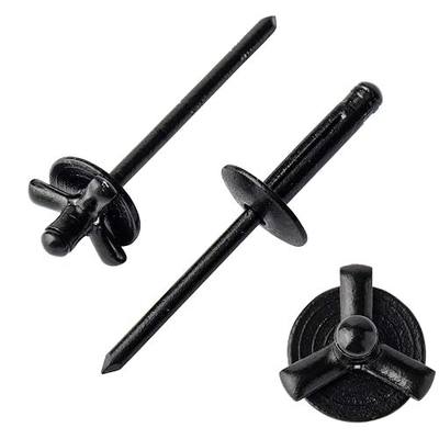 ISPINNER 50pcs 3/16" x 1" Large Head Tri-Fold Exploding Aluminum Pop Rivets (Black)