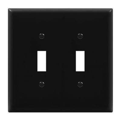 ENERLITES Double Light Wall, Toggle Switch Plate, 2-Gang Mid-Size 4.88" x 4.92", Unbreakable Polycarbonate Thermoplastic, UL Listed, 8812M-BK, Black
