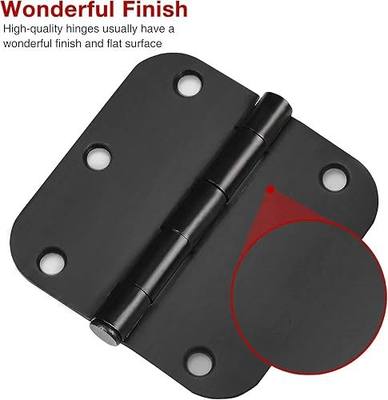 18 Pack Matte Black Door Hinges 3.5 Inch Rounded 5/8" Radius Corners | Flat Iron Interior Hinges 3 1/2" Residential Standard Hardware for Bedroom Bathroom Indoor Doors Home Essentials