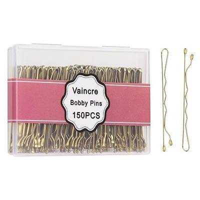 Vaincre 150 Count 2" Blonde Bobby Pins with Storage Case for Buns | Pain-Free Wear, Secure Hold, Bulk Pack, Storage Case Included, For Women & Girls, Ideal for Buns & Updos