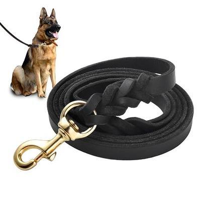 Genuine Leather Dog Leash - Heavy Duty Dog Training Leashes for Large Breed Dogs and Medium Dogs - 4FT / 5FT / 6FT Long with Color Black and Brown