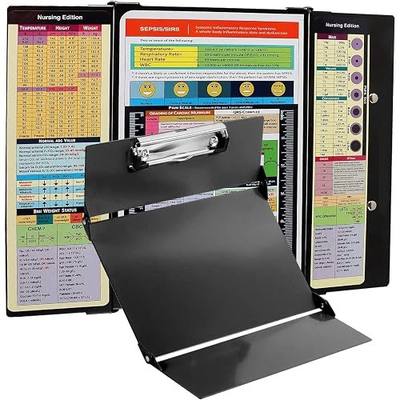 SC Printing World Nursing Clipboard with Medical Edition Cheat Sheets 3 Layers Nurse Clip Boards Notepad for Students, Nurses and Doctors, Black