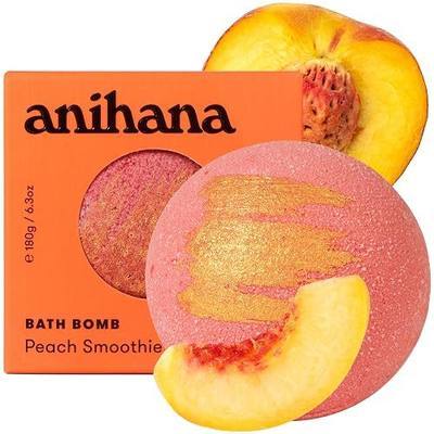 ANIHANA Bath Bomb with Coconut Oil, Paraben Free, Hand-Crafted Luxury Fizzers, Refreshing Peach Smoothie Scent, 6.3 oz