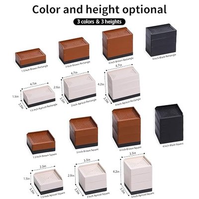 Bed Risers Adjustable Furniture Risers Heavy Duty,Bed Risers Lifts to 1.5,3 and 4 Inches,Desk Risers for Sofa Couch Bed Frame ,Supports Up to 3000 lbs (4 Piece Set)