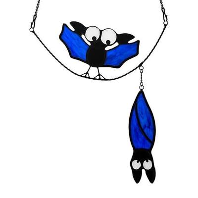 BOXCASA Bat Stained Glass Suncatcher for Window Hanging Bat Decor Halloween