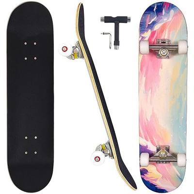 Skateboards for Beginners Adults Youths Teens Kids Girls Boys 31 Inch Pro Complete Skate Boards 7 Layer Canadian Maple Double Kick Concave Longboards