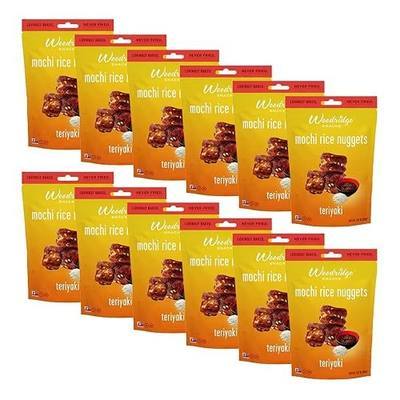 Woodridge Snacks | Mochi Rice Nuggets | Teriyaki Flavor | 12 Pack | 3.17 Oz (90g) Bags