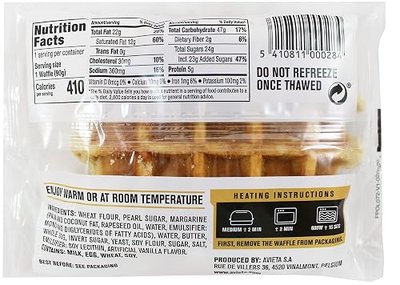 Avieta Belgian Pearl Sugar Waffles, 6 Individually Packed 3.17 Ounce