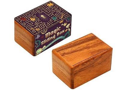 BSIRI Magic Sliding Box- Secret Brain Teaser Wooden Puzzle Boxes with Hidden Compartments Ideal Mystery Jewelry 3D Puzzle Lock Gift Card and Money Puzzle Box