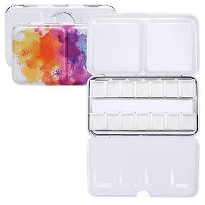 MyArTool Empty Watercolor Palette, Empty Watercolor Tin Box Palette Paint Case, Foldable Watercolor Paint Palette with 12 Empty Half Pans for Watercolor and Acrylic Painting