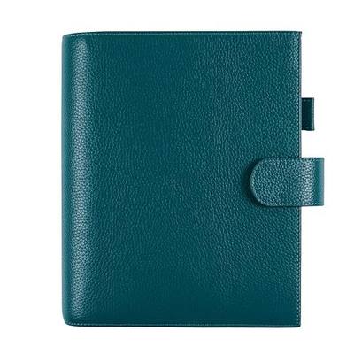 Moterm Leather Cover for Half Letter/Junior Discbound Planner, with Back Pocket (Pebbled-Deep Teal)