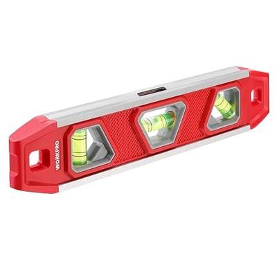 WORKPRO 9-Inch Torpedo Level Magnetic, Small Leveler Tool with 3 Different Bubbles 45°/90°/180° and Overhead Viewing Window, Shock Resistant Bubble Level V-Groove for Measuring plumbing, wood, etc. | Small Leveler Tool with 3 Different Bubbles 45°/90°/180° and Overhead Viewing Window, Shock Resistan