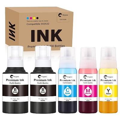 Hiipoo 522 Refill Ink Bottle Replacement for Epson T522 522 (Not for Sublimation) for ET-2750 ET2720 ET-2803 ET-2800 ET-3750 ET-4750 ET-3760 ET-4760 ET-2850 ET-4800 ET-3700 ET-15000 Printer