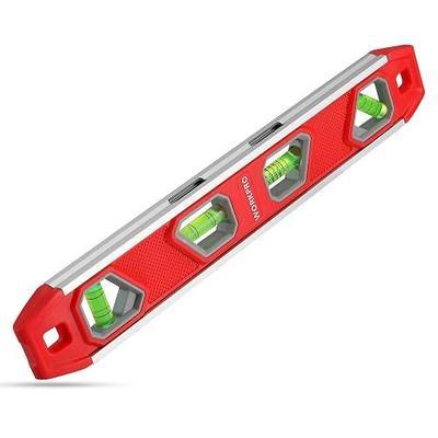 WORKPRO 12 Inch Magnetic Torpedo Level | Aluminum Frame, 4 Bubbles with Pitch Vial, V-Groove for Conduit, for Plumbers, Electricians, Carpenters & DIYers