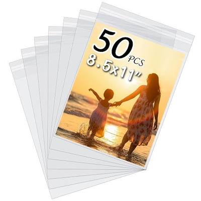 50 Pack Acid-Free Crystal Clear Sleeves Storage Bags for 8.5x11 Art Prints | Pictures,Photos,Framing Mat Mattes (Bag Size: 9"x11 3/7")