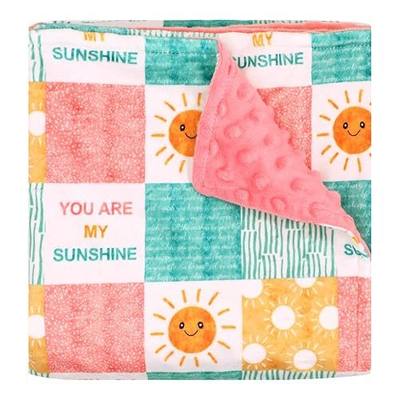 Baby Blanket for Girls, Super Soft Double Layer Mink Blankets with Dotted Backing, Sun Smile Toddler Newborn Nursery Bed Blanket, You are My Sunshine Print Throw Blanket, 30 X 40 Inches