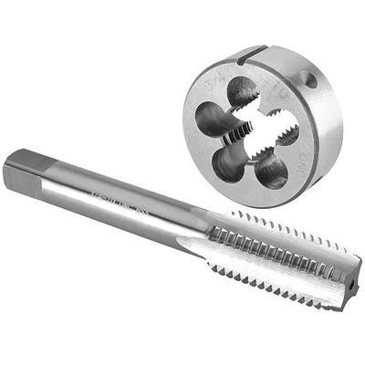 Burkit 3/4"-10 UNC Tap and Die Set Right Hand | 3/4 x 10 UNC Machine Thread Tap and Round Die, Used for Cutting or Repairing Threads on Metal.