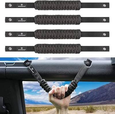 SEVEN SPARTA 4 Pack Roll Bar Grab Handles Compatible with Ford Bronco 2021-2026 2/4 Door, Paracord Grip Handle, Replacement for Bronco Interior Accessories (Not Compatible with Bronco Sport)
