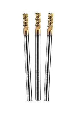 ACCUCUT A4KES 3mm Carbide Square End Mill- 4 Flute Milling Bit for Steel, Die or Hardened Steel, Cast Iron, Copper, Alloys & Materials 50 < HRC < 60 - TiSiN Coating CNC Router Bit, 35 Degree Helix