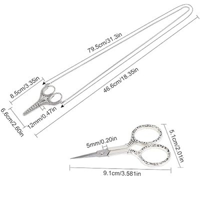 SUNNYCLUE Stainless Steel Sharp Tip Sewing Scissors with Sheath Chain Cutter Safety Precision Detail Embroidery Scissors with Cover Handcraft Art Work DIY Tool for Fabric Paper Cutting Craft