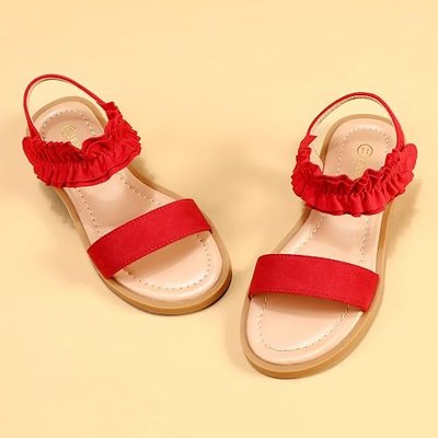 PANDANINJIA PNSUSAN Girls Sandals Open Toe Flats Dress Strappy Sandals Summer Shoes for Toddler Little Kid Big Kid