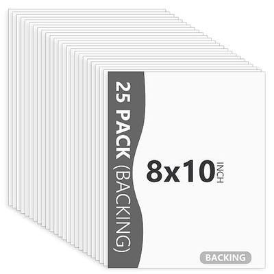 25 Pack Backing Boards, 8x10 Uncut White Mats Matboards | Acid Free Backerboards for Art Prints, Ideal for Photos/Pictures/Prints/Frames/Arts