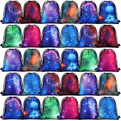 Lothee 30 Pack Galaxy Drawstring Bags, Space Party Favors Bulk Goodie Bags | 10 Styles, Bulk for Kids Birthday, Baby Shower, Universe Treat Pouch for Sports, Travel, Sturdy and Reliable, Easy to Store