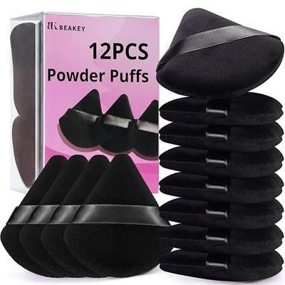 BEAKEY Powder Puff, 12pcs Face Triangle Powder Puffs for Loose & Foundation | Black Velvet Makeup Puff for Contouring & Baking, Ultra-soft Cloud Kiss Makeup Tools for Setting, Reusable & Washable