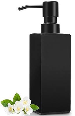 GMISUN Black Soap Dispenser Bathroom, Glass Hand Soap Dispenser with Stainless Steel Pump, 12 fl oz/350ml Refillable Dish Dispensers for Kitchen, Modern Liquid Lotion Bottles for Bathroom Countertop